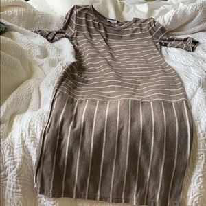 Brown and white striped jersey dress